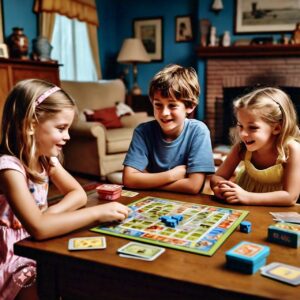children playing a board game